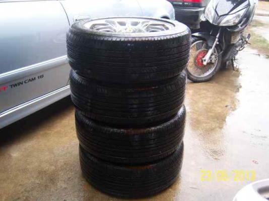 ขายแม็กขอบ 15  4รู100  15x6.5   พร้อมยาง 195 55 15 ปลายปี 12