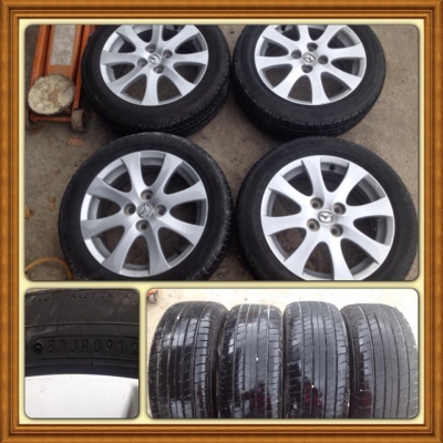 ขายแม็กเดิมขอบ15 Mazda 2 4/100 + ยางปี12 ราคา 6,500 บ.ถูก