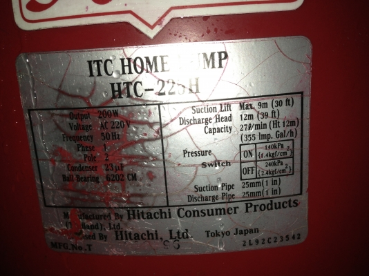 ขายปั้มน้ำ ITC ( Hitachi ) 200W สภาพสวย พร้อมใช้งาน รับประกันคุณภาพ ดูประวัติการขายผมได้ครับ