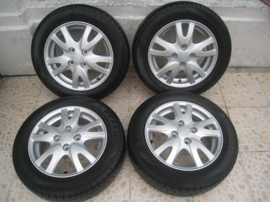 ขายล้อแม็ก Honda brio 14"x5" 4 รู100 et50+ ยางปี 12 (081-3747940)