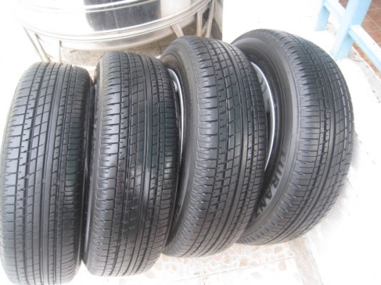 ขายกะทะล้อป้ายแดง Honda jazz + ฝาครอบ + ยางปี 1513  (081-3747940)