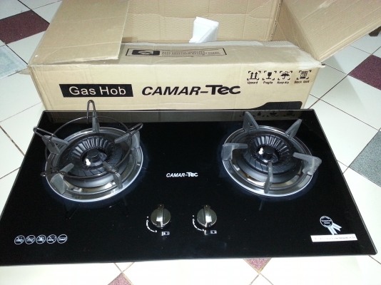 ขายเตาแก๊สเซรามิคกระจกดำของใหม่ยี่ห้อCAMAR-TECขนาด2หัวเตาราคาถูก