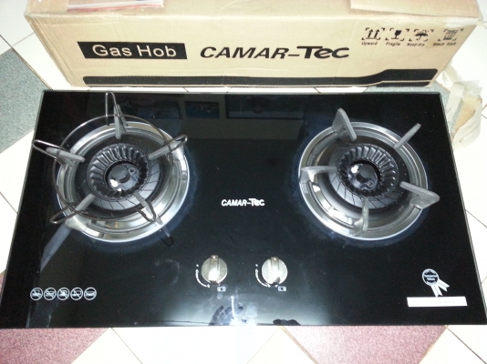 ขายเตาแก๊สเซรามิคกระจกดำของใหม่ยี่ห้อCAMAR-TECขนาด2หัวเตาราคาถูก