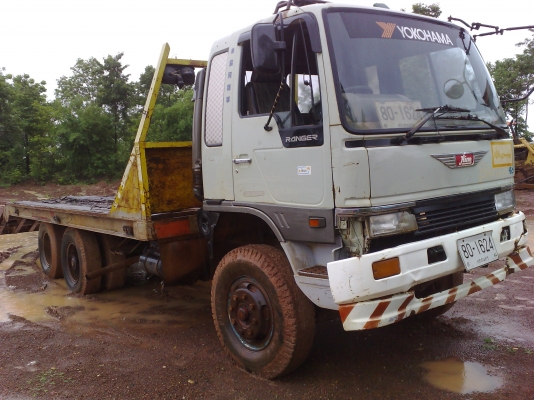 ขายรถบรรทุก 10 ล้อ 2 เพลาหางปาบรรทุกรถแบคโฮ HINO F17 เครื่อง EP 100 หัวสิงไฮเทคทะเบียนแจ้งจอด