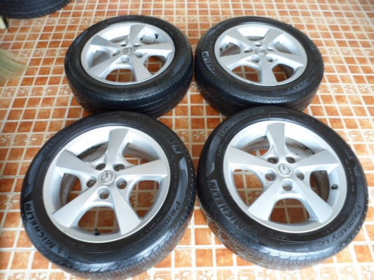แม็กMasdaขอบ16"5รู114 พร้อมยาง205/55/15 (ยกชุด5,200บ.) ยางMICHELIN(ปี10)Primacy สนใจแม็ก หรือ ยาง แยกขายให้ได้ครับ"