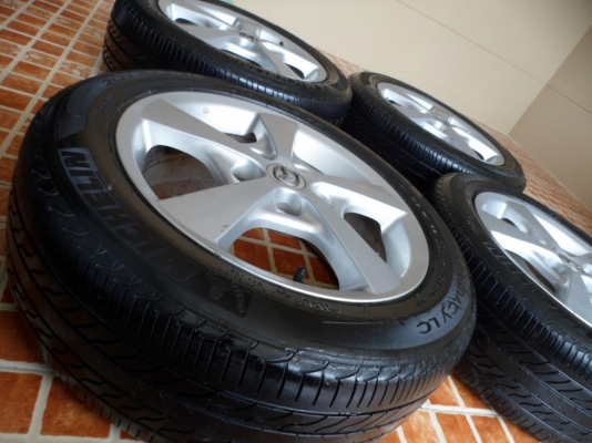 แม็กMasdaขอบ16"5รู114 พร้อมยาง205/55/15 (ยกชุด5,200บ.) ยางMICHELIN(ปี10)Primacy สนใจแม็ก หรือ ยาง แยกขายให้ได้ครับ"