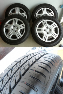 ขายล้อกะทะ+ยาง+ฝาครอบ 175-65-15 ยางใหม่ๆกิ๊บๆ