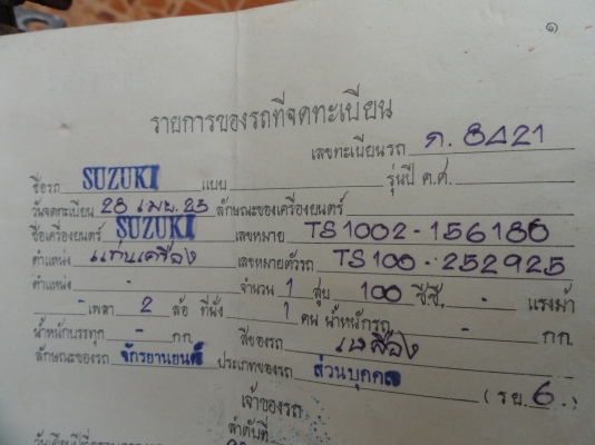 ขายโครง ts100 พร้อมทะเบียน 3000