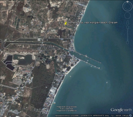 ขายที่ดิน 6-01-13 ไร่ ใกล้หาดคลองเทียน ชะอำ เพียง 400 เมตร และที่ดินติดคลอง ออกสู่ทะเล เพียง 400 เมตร ได้เลย