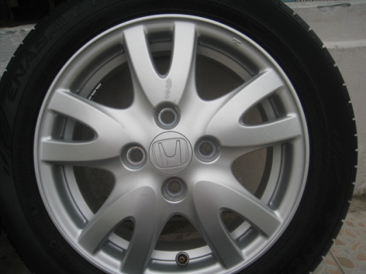 ขายล้อแม็ก Honda brio 14"x5" 4 รู100 et50+ ยางปี 12 (081-3747940)