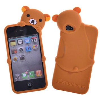 ขายลดราคา เคส iPhone4 ซิลิโคนหมีรีลัคคุมะ เกาะด้านบน ถูกมาก