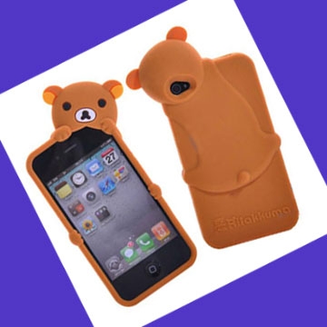 ขายลดราคา เคส iPhone4 ซิลิโคนหมีรีลัคคุมะ เกาะด้านบน ถูกมาก