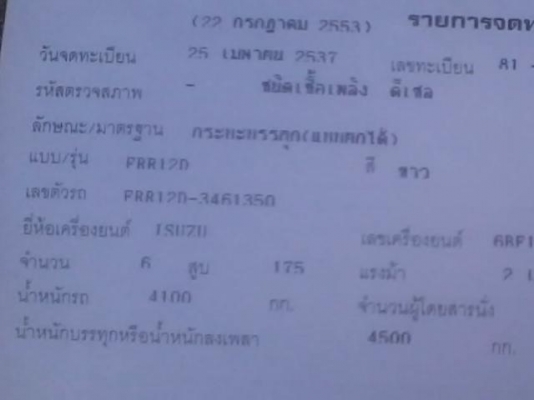 ISUZU ROCKY 175 HP 6BF1 หกล้อดั๊มพ์ กระบะดั๊มพ์เหล็ก 6 ตันความยาว 3.60 เมตรสภาพสวย เครื่องแน่นแรงดี ภายในห้องเก๋งคอนโซลสวยครบไม่มีผุกร่อน พวงมาลัยเพาเวอร์ ช่วงล่างใหญ่คัชซีสวยไม่มีแตกไม่มีบวม ยาง 8.25 ขอบ 16 สภาพดี 70\% พร้อมบรรทุกพร้อมใช้งานได้เลย เอกสารท