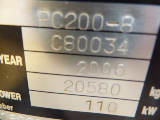 KOMATSU PC200-8รถปี2006 ซีเรียลC-80034ใช้งาน9200ช.ม