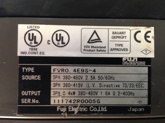 ขาย Inverter ปรับรอบมอเตอร์ ยี่ห้อ FUJI ขนาด 0.5 HP. 380V พร้อมใช้งาน