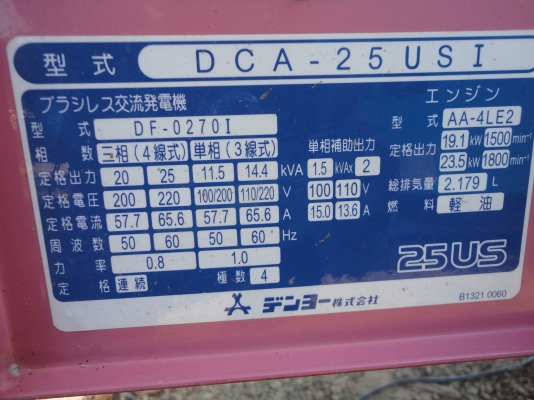 ขายเครื่องปั่นไฟ DCA 25 USI