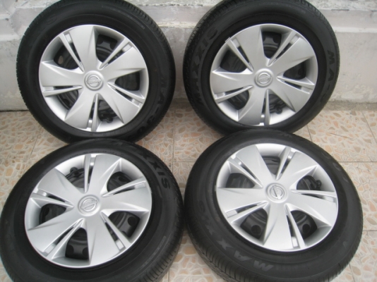 ขายกะทะ Nissan march ถอดรถป้ายแดง ขอบ14 +ฝาครอบ+ ยางปี13 (081-3747940)