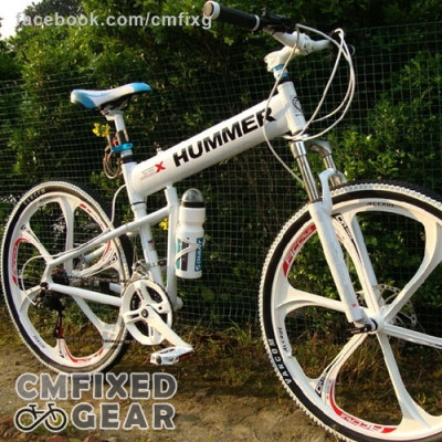 ขายถูกสุด รถจักรยานพับได้ Hummer X ล้อแม็กซ์ จักรยานสีขาว
