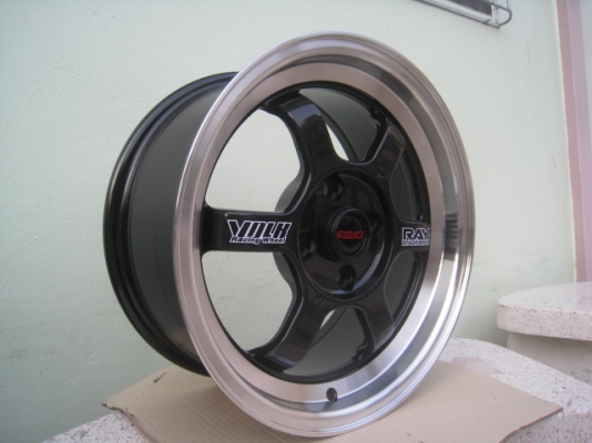 ขายล้อแม็กใหม่ TE37v สีดำขอบเงา 15"x7" et40  4รู100 สนใจติดต่อเล็กคลองสามครับ (081-3747940)