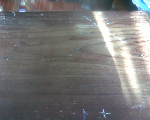 ชุดโต๊ะนักเรียนเก่าไม้สักแผ่นเดียว