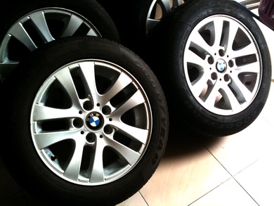 ล้อแม็กซ์16นิ้ว BMW E46 5รู120 พร้อมยางGoodyear Eagle nc 205-55-16 สภาพใหม่ปี12 ใส่BMWได้ทุกรุ่น