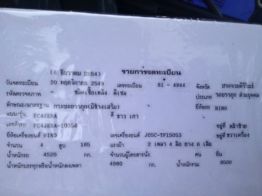 ขายHINO MEGA 175 6เกียร์ รถห้างแท้ ยาว4.3เมตร จดปี49 เครื่องดี แอร์เย็น ภายในสวย
