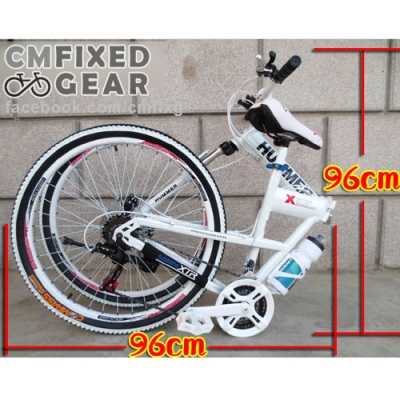 ลดถูกมาก รถจักรยานพับได้ Hummer สีขาว เสือภูเขา เท่มาก