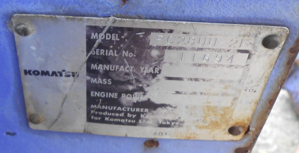 ขายรถขุด KOMUTSU PC 288 UU-2E เก่านอกพร้อมใช้งาน