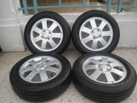 ขายแม็ก Mitsubishi mirage ถอดรถป้ายแดง 14"x4.5" et46 4รู100 +ยางปี0513 (081-3747940)