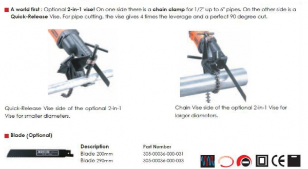 pipe saw เลื่อยตัดท่อ เครื่องเลื่อยไฟฟ้า-ปากกาโซ่ 2 in1 reciprocating saw rs26 agp