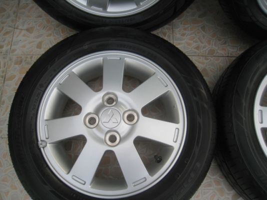 ขายแม็ก Mitsubishi mirage ถอดรถป้ายแดง 14"x4.5" et46 4รู100 +ยางปี0513 (081-3747940)