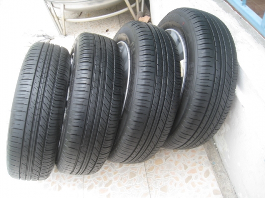 ขายล้อแม็ก Honda city ป้ายแดง 15"x5.5" et45 4รู100 + ยางปี 2213 (081-3747940)