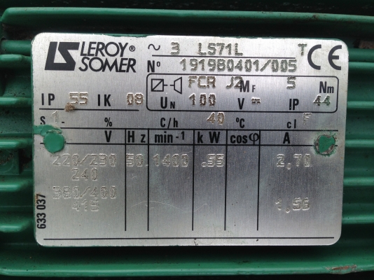 ขายมอเตอร์เกียร์ Leroy Somer ขนาด 1/2 HP. 380 V มีระบบเบรคในตัว อัตราทด 26:1 สภาพสวย พร้อมใช้งาน ขายมอเตอร์เกียร์ Leroy Somer ขนาด 1/2 HP. 380 V มีระบบเบรคในตัว อัตราทด 26:1 สภาพสวย พร้อมใช้งาน