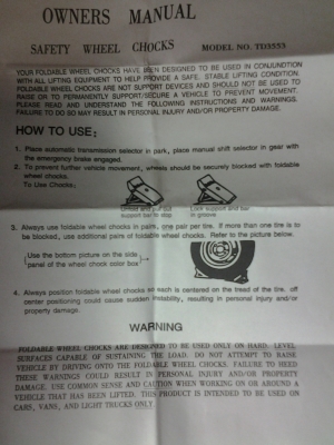 SEFTY WHEEL CHOCKS Model no TD3553 bigred อุปกรณ์ หนุนล้อพับเก็บได้  กันรถ ถไหลขณะซ่อมหรือจอด ที่ควรมีติดรถไว้