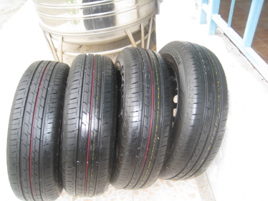 ขายกะทะล้อ Mitsubishi attrage ป้ายแดง ขอบ14 4รู100 +ยางปี 1913 (081-3747940)