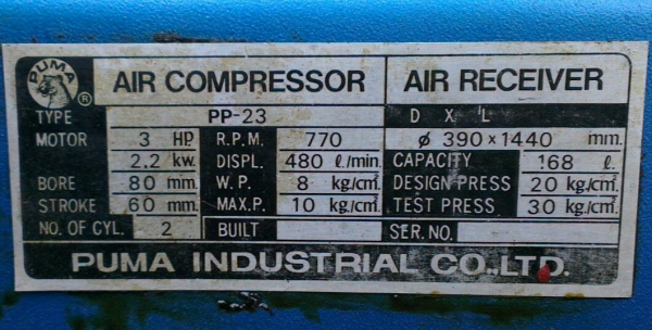 Sell> ปั้มลมพูม่า PUMA 3 แรง ไม่มีมอเตอร์ เดิมทุกอย่าง กำแพงแสน นครปฐมครับ