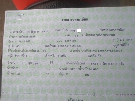 ขายMINI 125CCมีทะเบียนโอนได้ปี55
