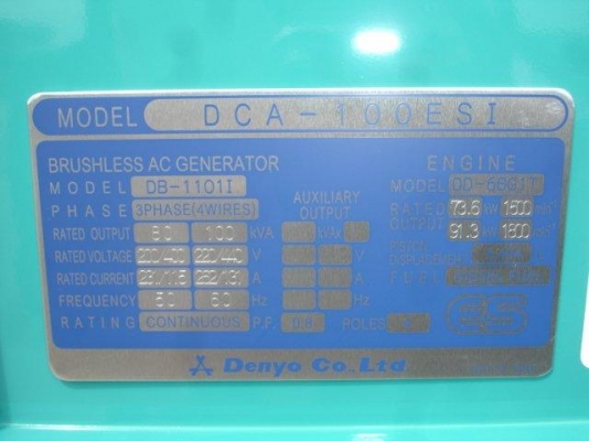 ถึงไทยแล้ว Brand New DENYO DCA-100ESI เครื่อง ISUZU นิ้ง ๆ ขายถูกครับ