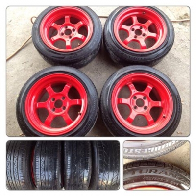ขายแม็กมือ2 TE37v (Kspeed). สีแดง ขอบ15 กว้าง8 ออฟ 25 +ยาง ราคา 10,900 B