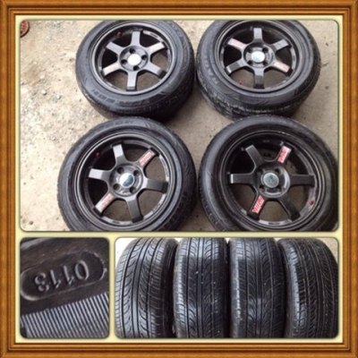 ขายแม็กมือ2ขอบ 15 TE37 กว้าง7 4 รู100 +ยางปี13 ราคา 12,900บาท ถูกเวอร์