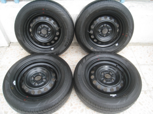 ขายกะทะล้อ Mitsubishi attrage ป้ายแดง ขอบ14 4รู100 +ยางปี 1913 (081-3747940)