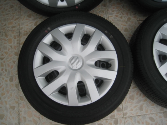 ขายกะทะล้อ Suzuki 4รู100+ ฝาครอบ + ยางป้ายแดง 175/65r15 ปี13 ตอนนี้มีอยู่ 5 ชุดครับ  (081-3747940)