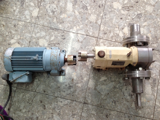 ขายมอเตอร์เกียร์ Sumitomo 2 HP. 220 V 3 เฟส อัตราทด 1:3 พร้อมเกียร์ปั้ม เฟือง+หัวปั้มเป็นสแตนเลส ใช้ในงานปั่น น้ำมันพืช หรือน้ำที่มีความหนืดชนิดต่างๆ ต่อแท่นใหม่พร้อมใช้งาน
