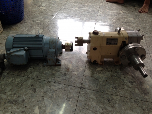ขายมอเตอร์เกียร์ Sumitomo 2 HP. 220 V 3 เฟส อัตราทด 1:3 พร้อมเกียร์ปั้ม เฟือง+หัวปั้มเป็นสแตนเลส ใช้ในงานปั่น น้ำมันพืช หรือน้ำที่มีความหนืดชนิดต่างๆ ต่อแท่นใหม่พร้อมใช้งาน