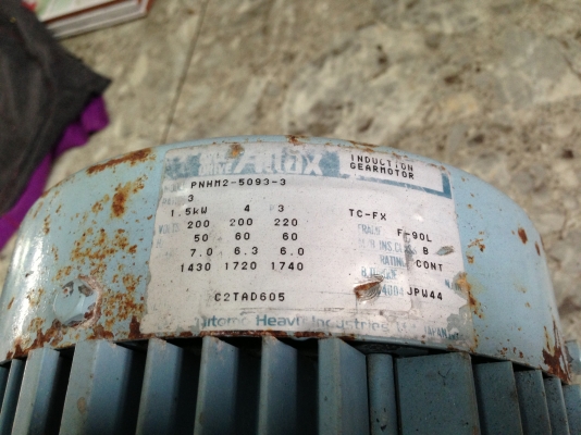 ขายมอเตอร์เกียร์ Sumitomo 2 HP. 220 V 3 เฟส อัตราทด 1:3 พร้อมเกียร์ปั้ม เฟือง+หัวปั้มเป็นสแตนเลส ใช้ในงานปั่น น้ำมันพืช หรือน้ำที่มีความหนืดชนิดต่างๆ ต่อแท่นใหม่พร้อมใช้งาน