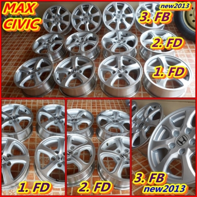 แม็ก civic FD&amp;FB(3ชุด ชุดละ4วงครับ) ชุดที่1. 2,800บ / ชุดที่2. 3,500บ / ชุดที่3. 4,500บ ทุกชุด ขายตามสถาพ ตามปีครับ สนใจชุดใหน ขอรายละเอียดแต่ละรูปได้เลยครับt.085-227-5772 (วี )รังสิต LINE ID : veeshop