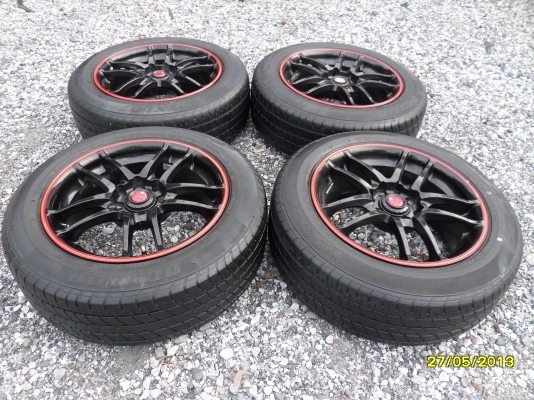 ขายแม็ก 4 รู100 114 ขอบ15 พร้อมยางDUNLOP 185/60R15 ยางปี11 สวยๆ 1 ชุด