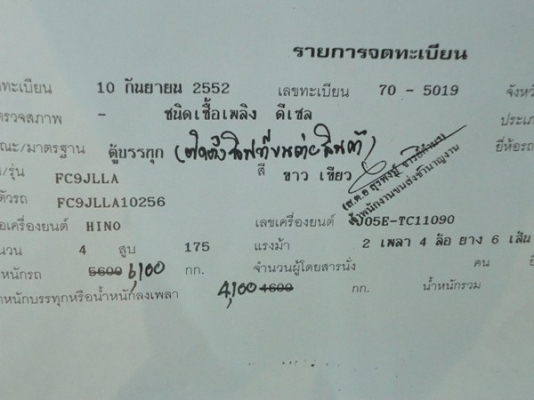 ขายFC9JLLAยาว6.50ตู้10บานพร้อมลิฟท้ายอลูมิเนียม