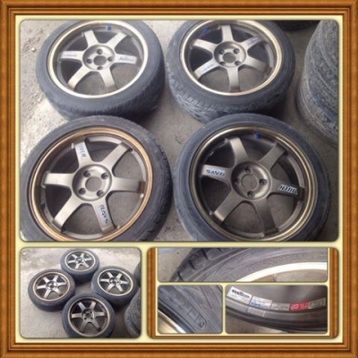 ขายด่วน!!!แม็กลาย TE37 ขอบ17 4รู100+ ยางปี11 ราคา12,500 บาทถูก