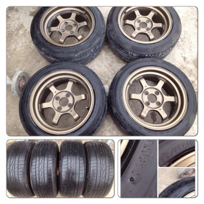 ขายแม็กมือ2 TE37v (Kspeed) ขอบ15 กว้าง8 ออฟ 25 +ยางปี12 ราคา 12,500 B